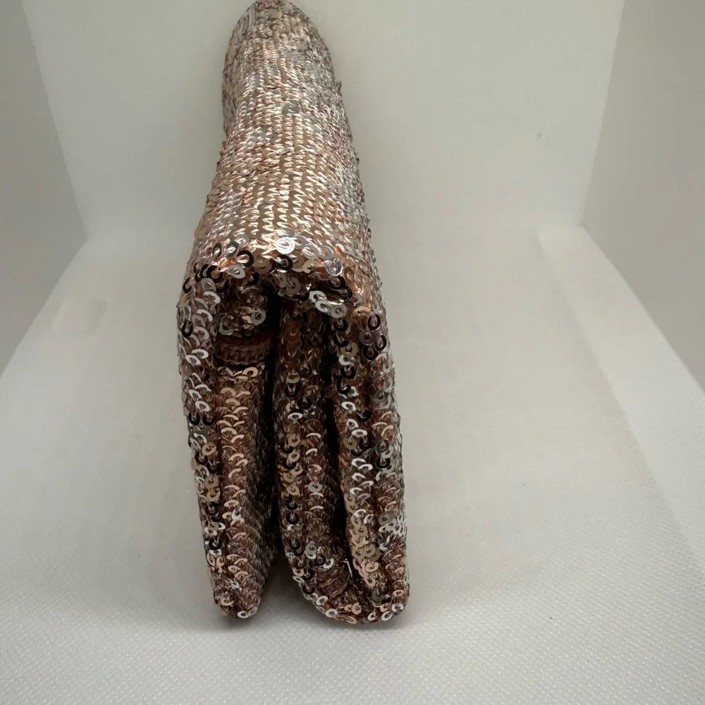 NWT Mossimo rose gold all sequin clutch bag purse glam new